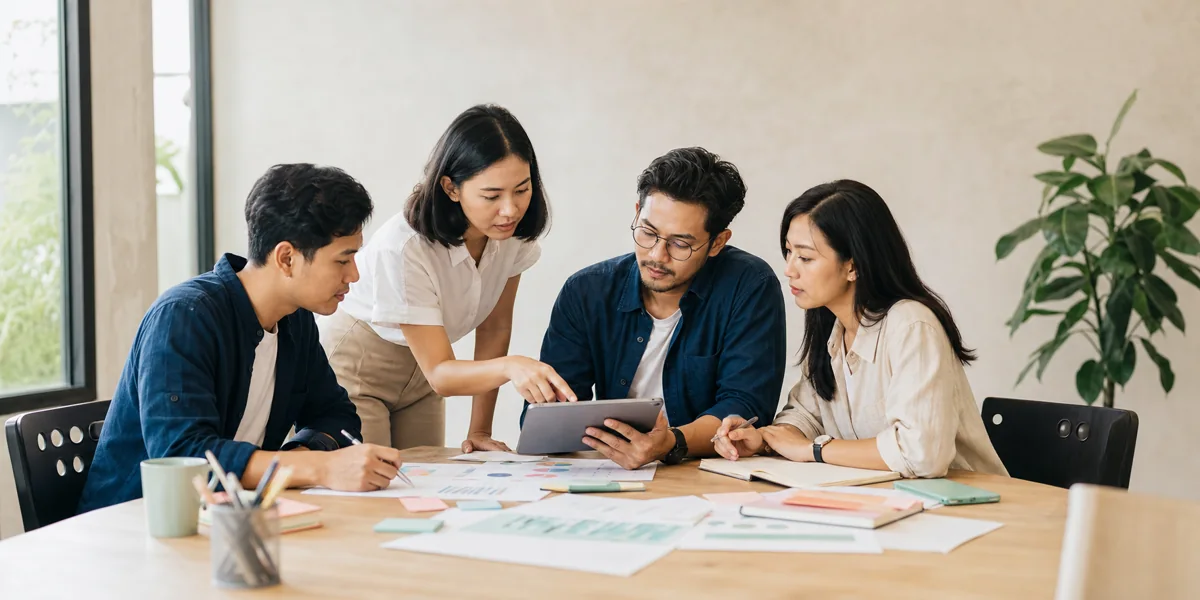Asian digital strategy team na tinatalakay ang community plan